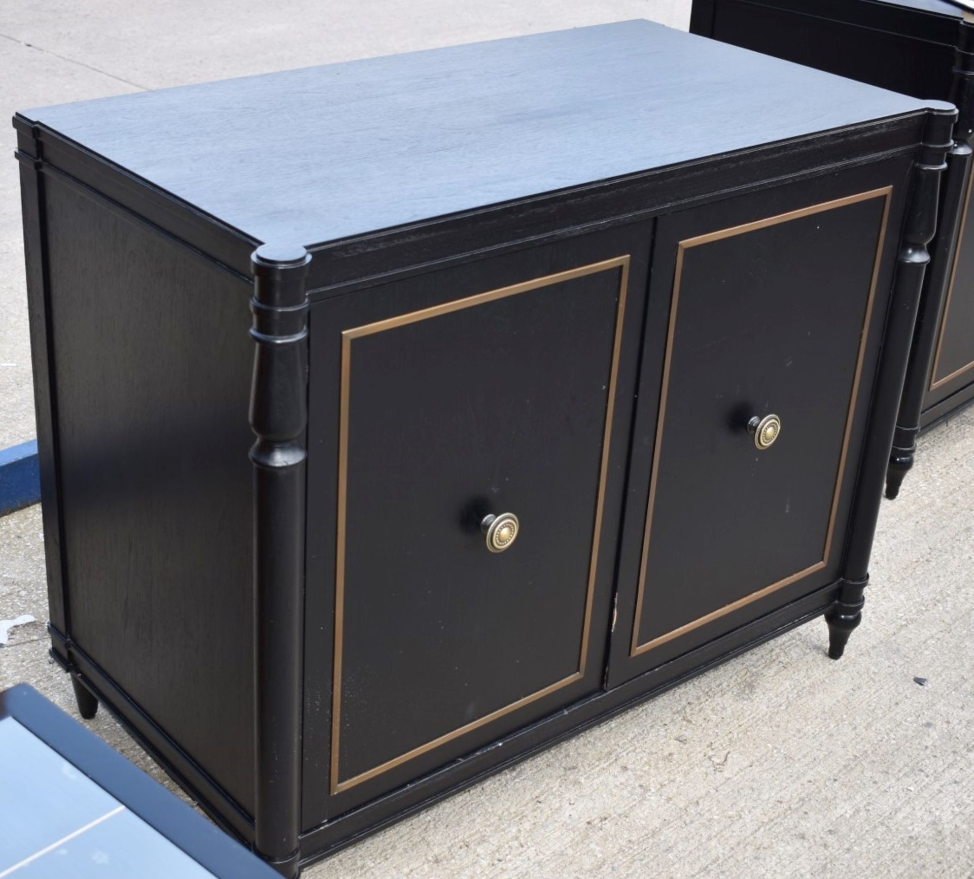 1 x Opulent 2-Door French Period-Style Handcrafted Solid Wood Cabinet in Black, with Brass Inlaid - Image 2 of 8