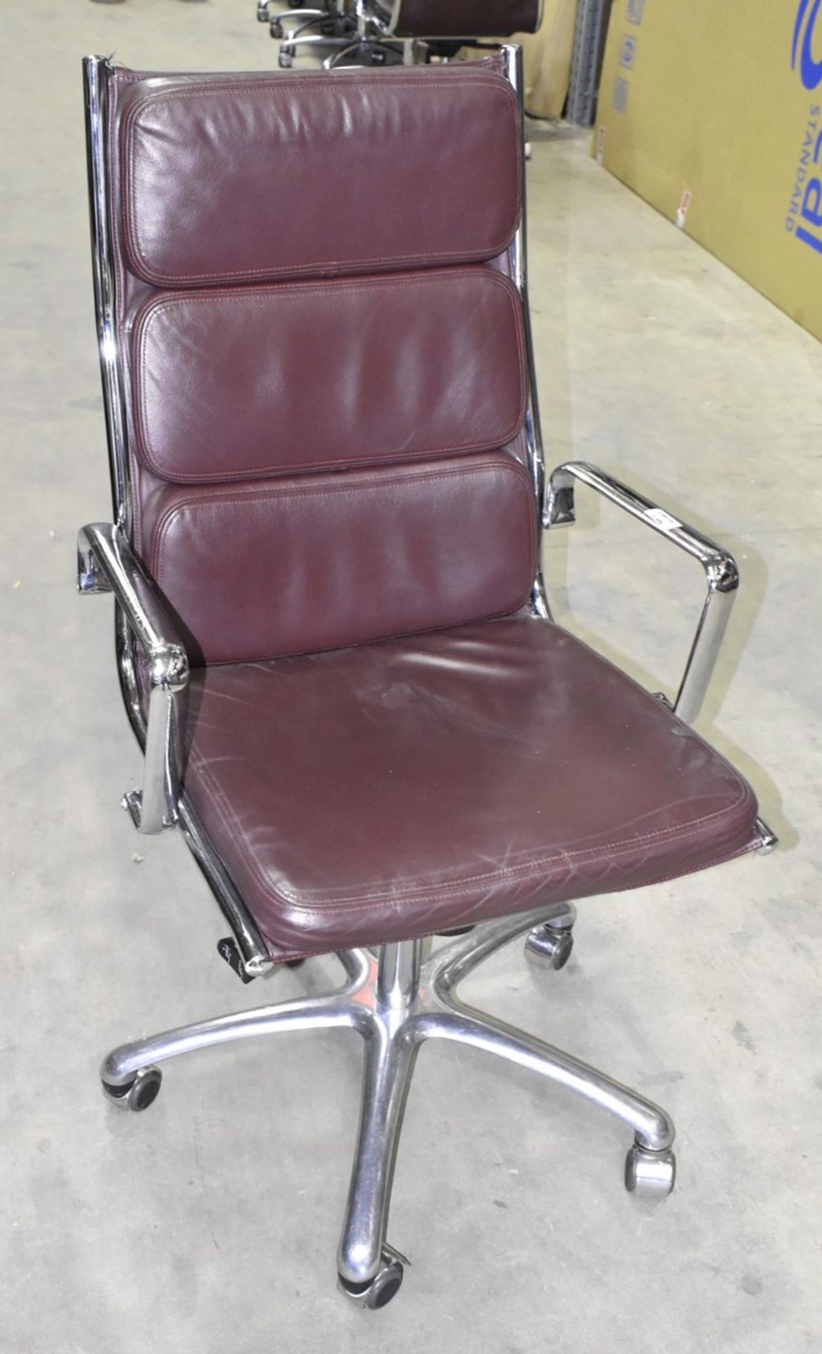 1 x LUXY Leather Upholstered Soft Pad Office Swivel Chair, Dark Brown - RRP £1,600 - Image 3 of 6