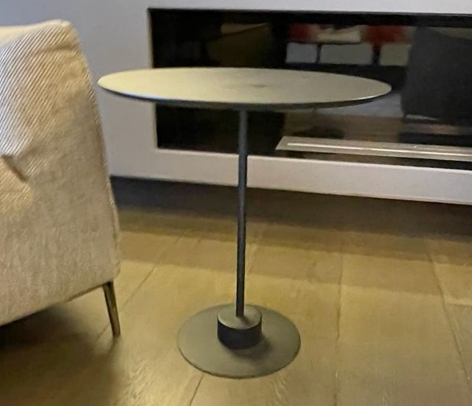 1 x Stylish Round Occasional Metal Table with a Bronzed Finish and Industrial Aesthetic - Image 4 of 4