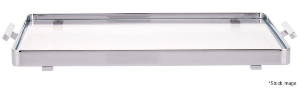1 x ZODIAC Luxury Chrome Trimmed Glass Tray - Original Price £300.00 - Boxed - Read Full Description