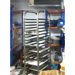 1 x Stainless Steel Mobile Tray Rack With Assorted Trays - Ref: CO-RM - CL908 - Location: Kent, ME20