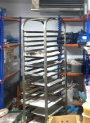 1 x Stainless Steel Mobile Tray Rack With Assorted Trays - Ref: CO-RM - CL908 - Location: Kent, ME20