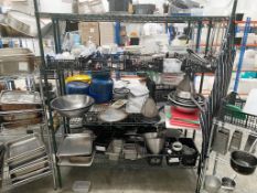 3 x Wire Storage Racks With a Large Quantity of Kitchen Utensils and Accessories