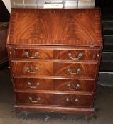 1 x Vintage Hand-built Lockable Wooden Bureu Writing Desk, with Keys