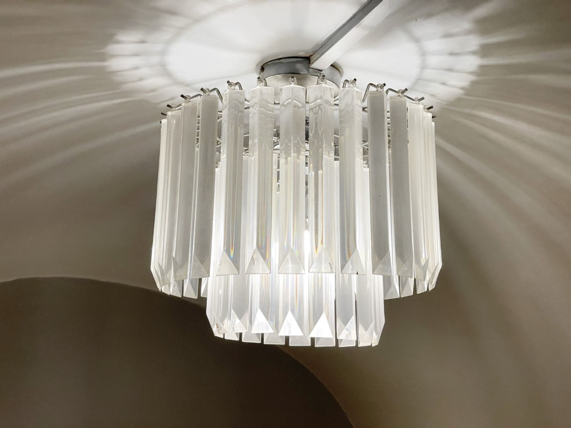 1 x Ceiling Pendant Chandelier Light Fitting Featuring 2-Tiers Of Long Droplets - Image 3 of 3