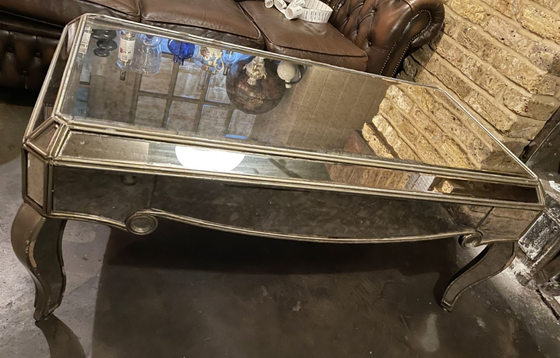 1 x Vintage French-style Mirrored Rectangular Cocktail Coffee Table with an Aged Aesthetic - Image 7 of 10