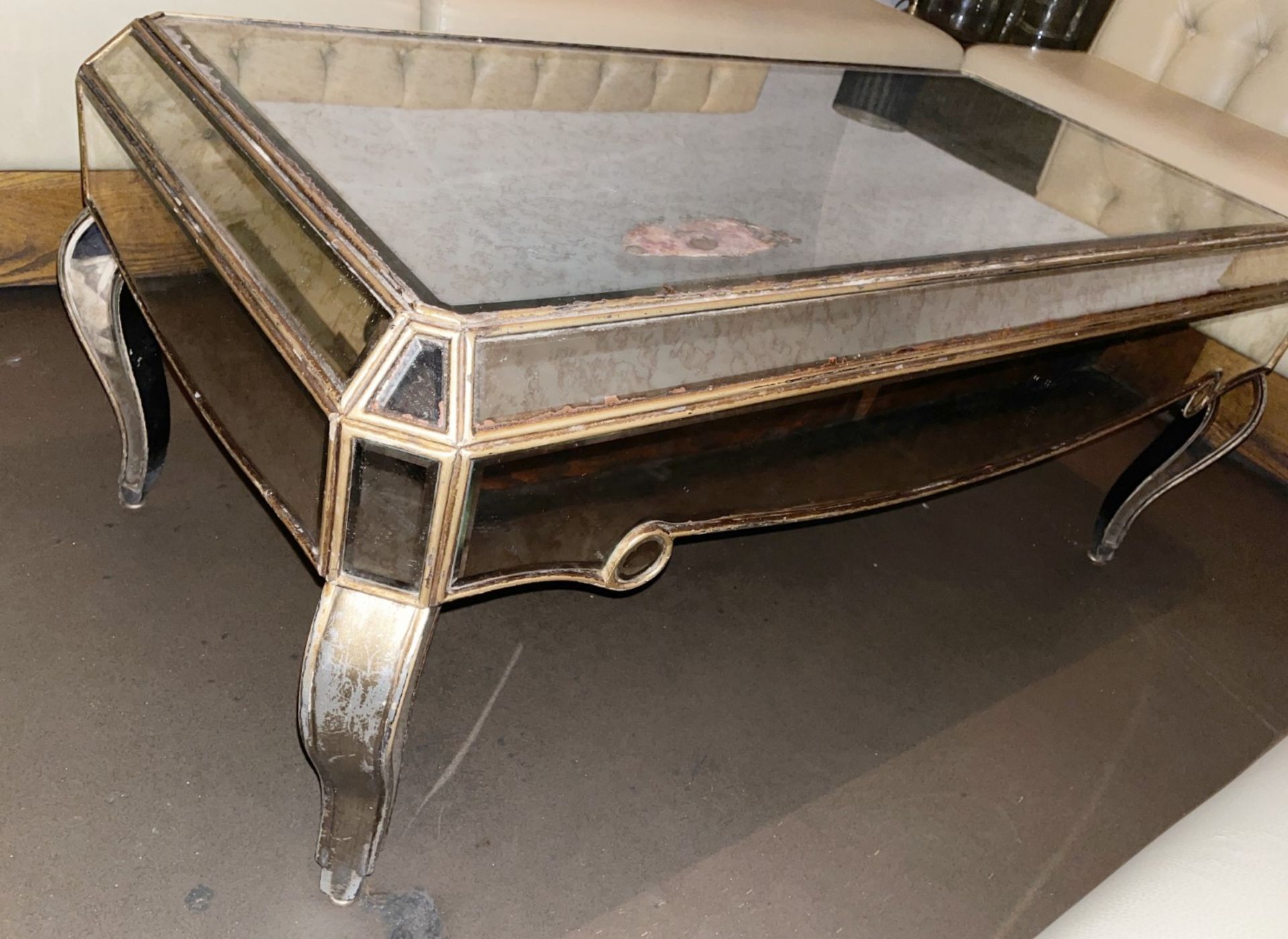 1 x Vintage French-style Mirrored Rectangular Cocktail Coffee Table with an Aged Aesthetic - Image 3 of 4