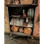 1 x Vintage Embossed Metal Plated Wooden Bookcase Unit