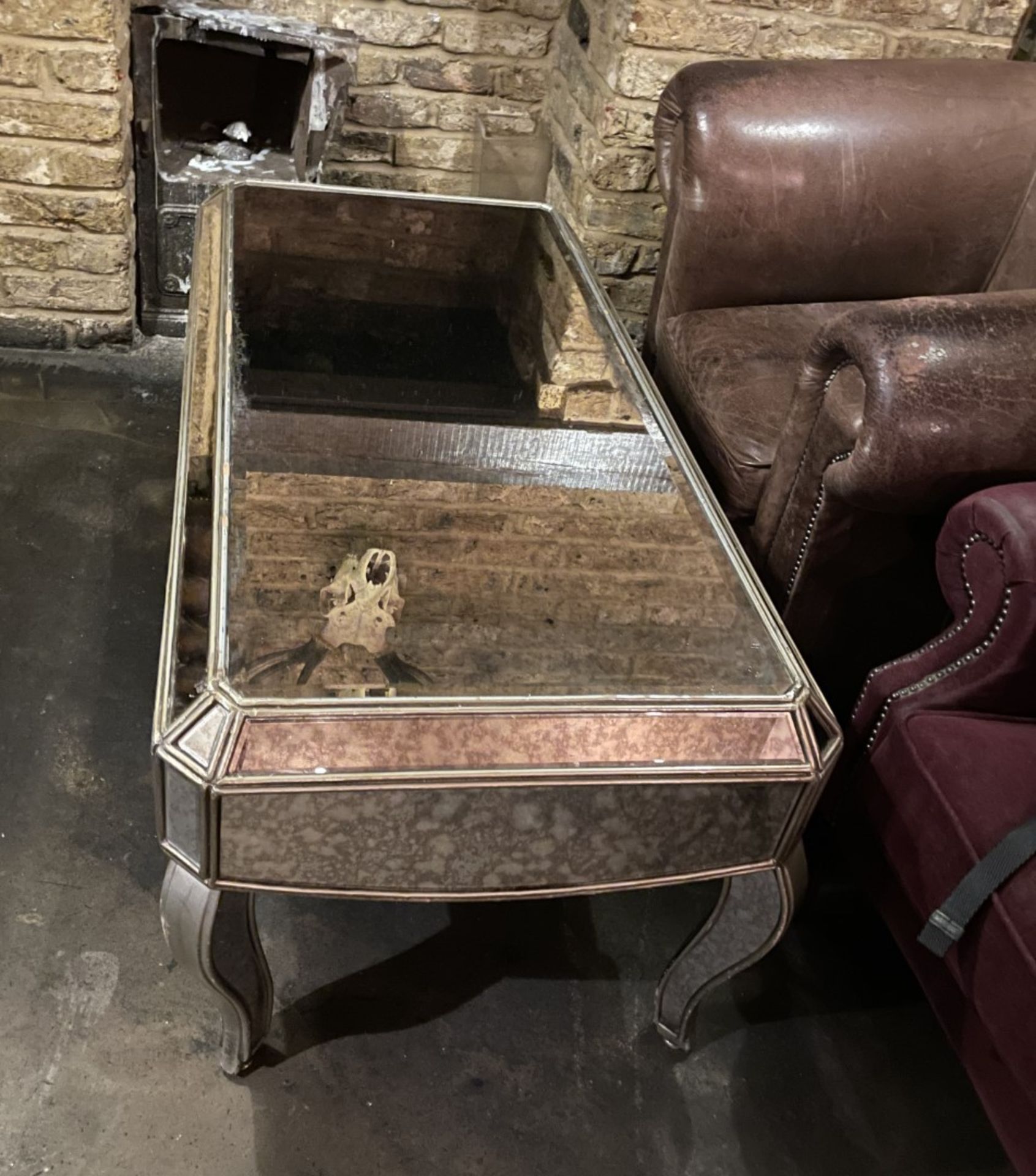 1 x Vintage French-style Mirrored Rectangular Cocktail Coffee Table with an Aged Aesthetic - Image 2 of 10