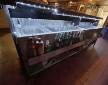 1 x Stainless Steel Commercial Back Bar Unit Including Ice Well, Speed Rail and Left Hand Basin