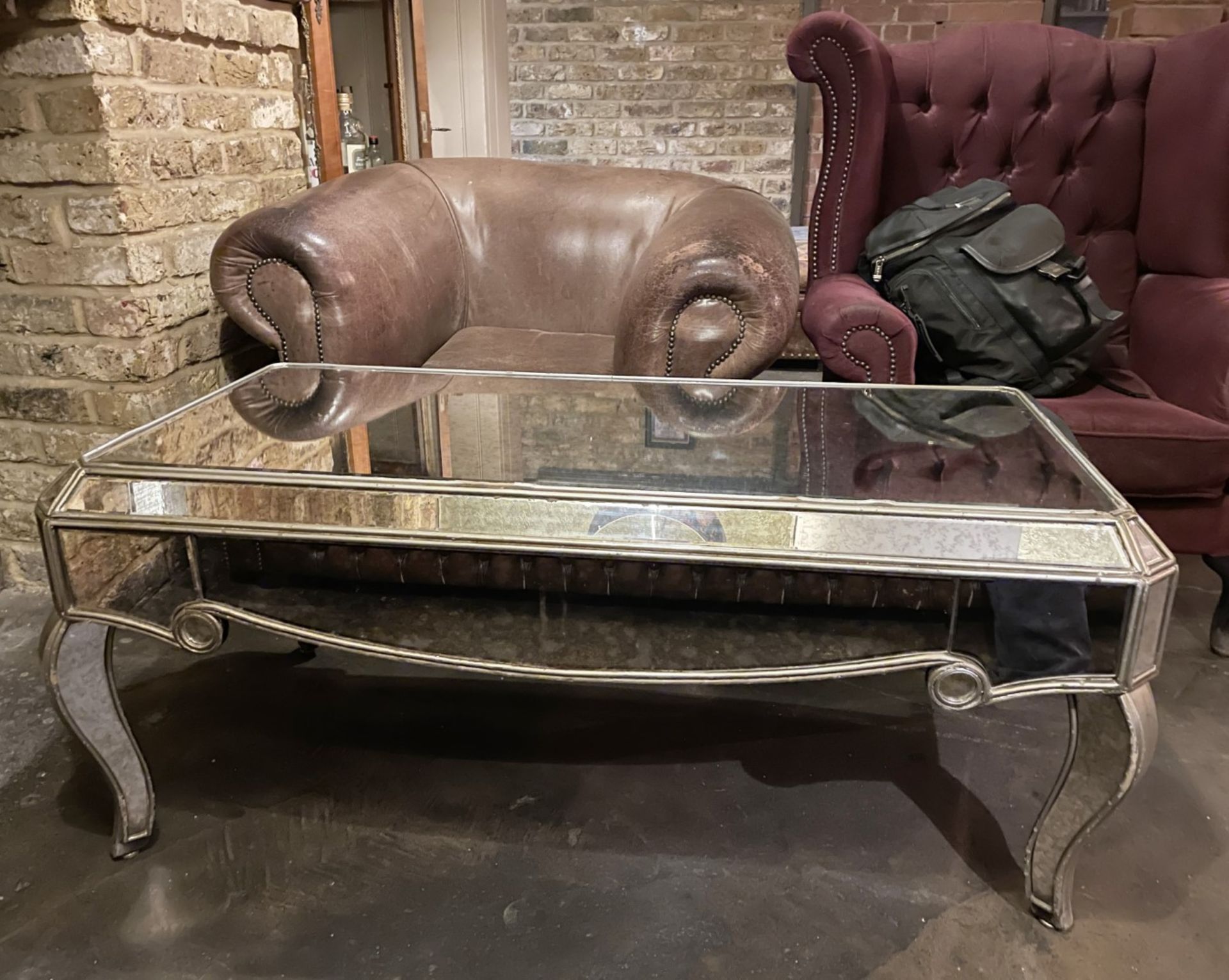1 x Vintage French-style Mirrored Rectangular Cocktail Coffee Table with an Aged Aesthetic - Image 3 of 10