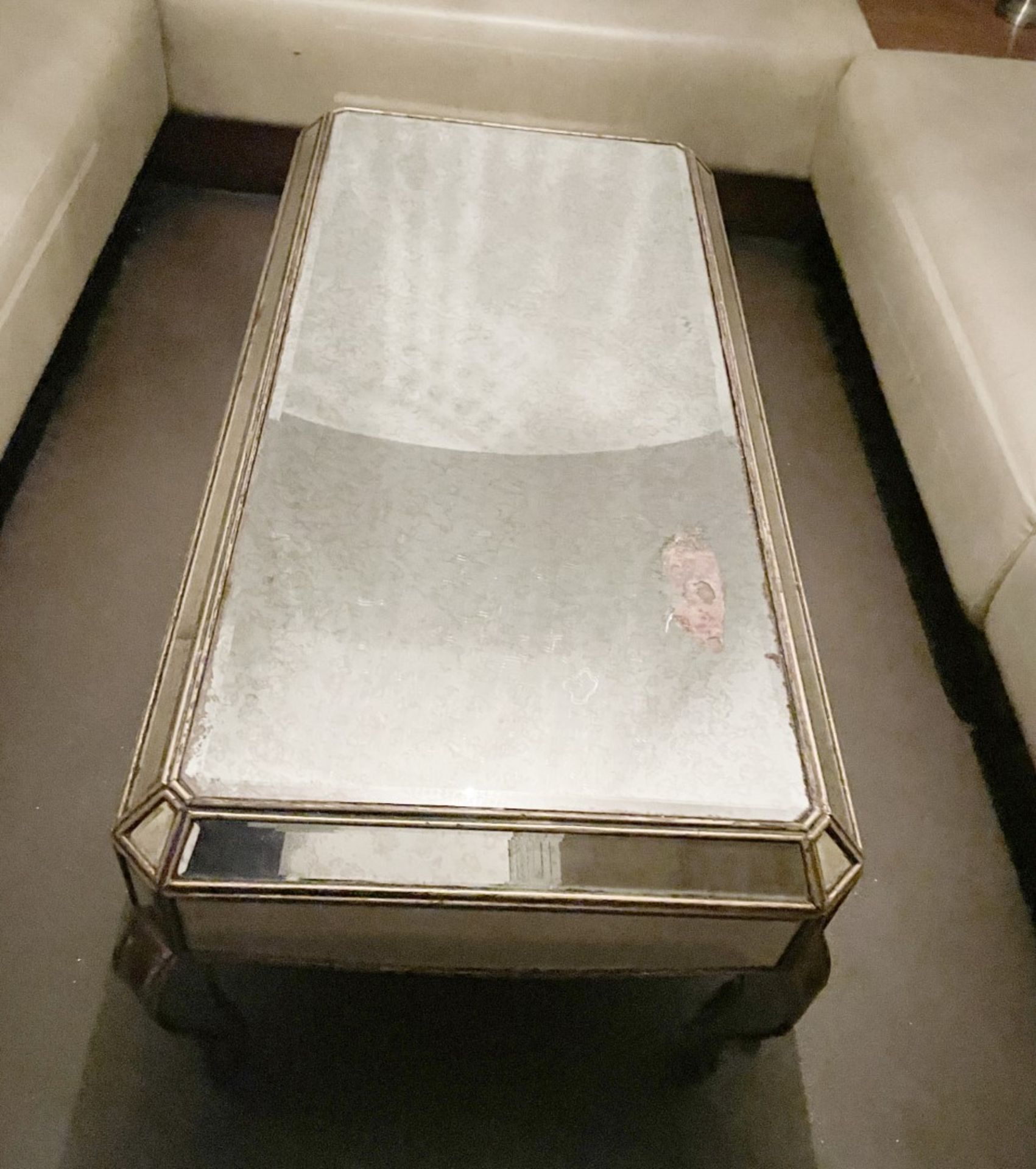1 x Vintage French-style Mirrored Rectangular Cocktail Coffee Table with an Aged Aesthetic - Image 2 of 4