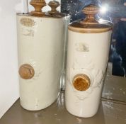 2 x Vintage Salt Glazed Stoneware Hot Water Bottle Bed Warmers, Including a Rare WM Whiteley Example