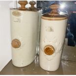 2 x Vintage Salt Glazed Stoneware Hot Water Bottle Bed Warmers, Including a Rare WM Whiteley Example