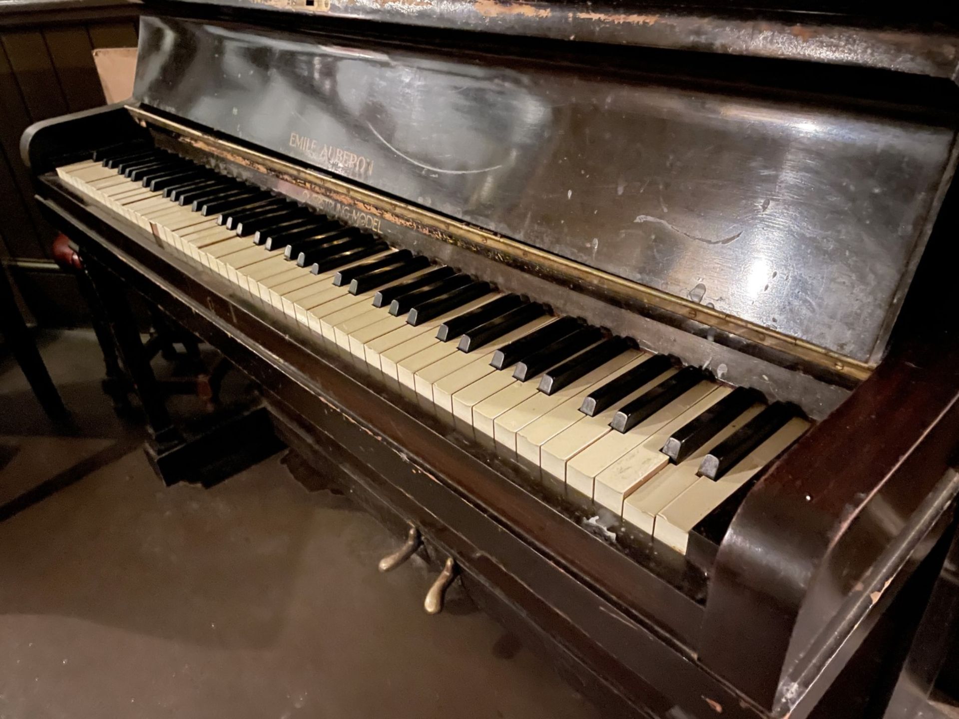 1 x Vintage EMILE AUBERON Mahogany Overstrung Upright Piano - Ref: 123 - CL909 - Location: London, - Image 10 of 13