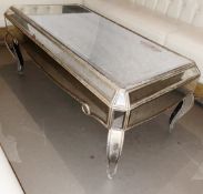 1 x Vintage French-style Mirrored Rectangular Cocktail Coffee Table with an Aged Aesthetic