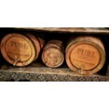 3 x Small Branded Wooden Wine / Beer Barrels - CL909 - Location: London, W1U
