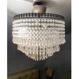 1 x Vintage Ceiling Pendant Chandelier Light Fitting Adorned with 4-Tiers of Glass
