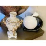 1 x Russian Porcelain Samovar and 1 x Ceramic Jug on Stand