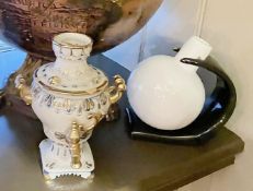 1 x Russian Porcelain Samovar and 1 x Ceramic Jug on Stand
