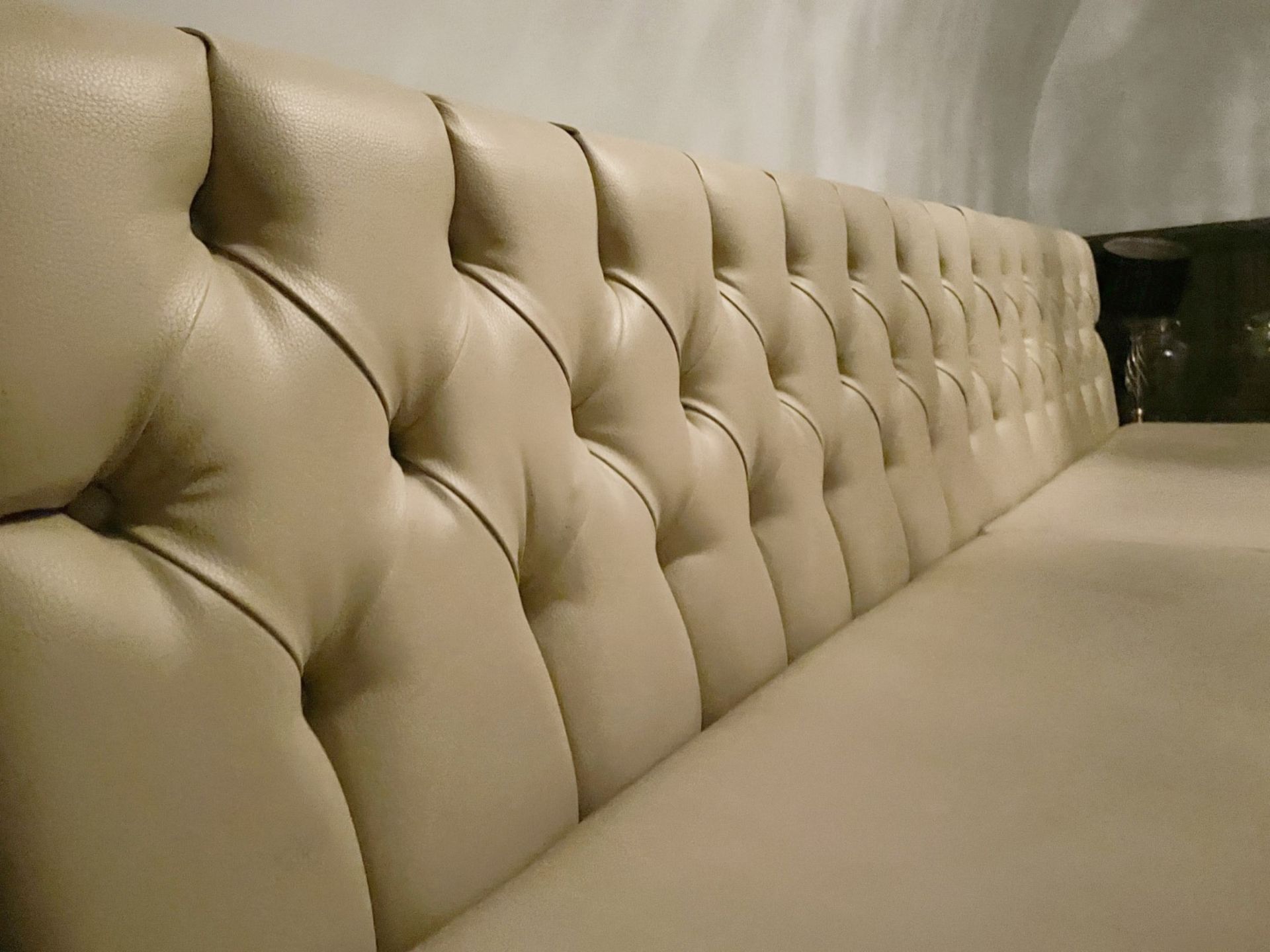 5 x Sections of Commercial Button Back Banquette Booth Seating Upholstered in a Cream Faux Leather - Image 3 of 14