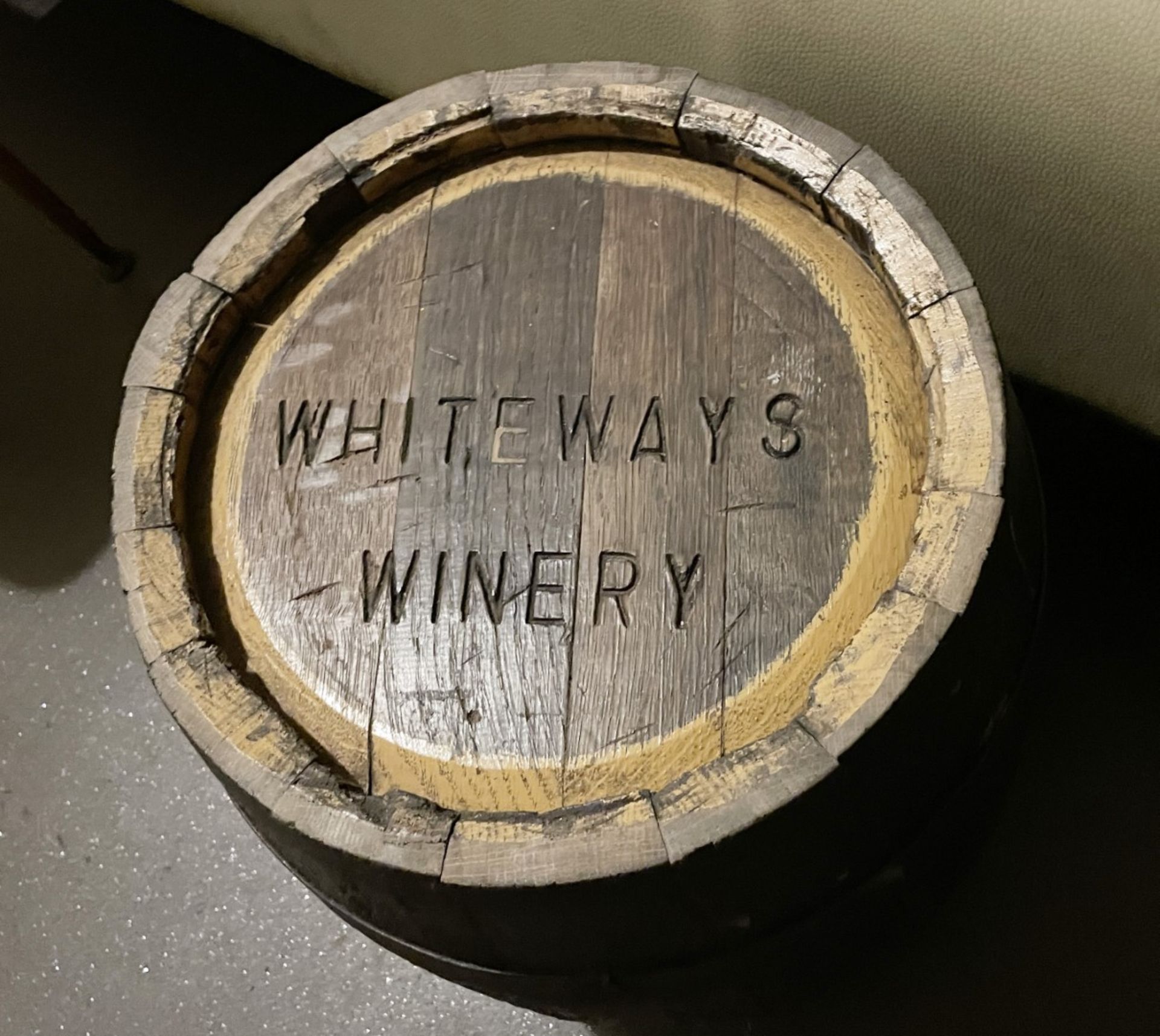 2 x Original Whiteways Winery Branded Barrels and Wooden Coffee Table - Ref: 118