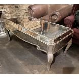 1 x Vintage French-style Mirrored Rectangular Cocktail Coffee Table with an Aged Aesthetic