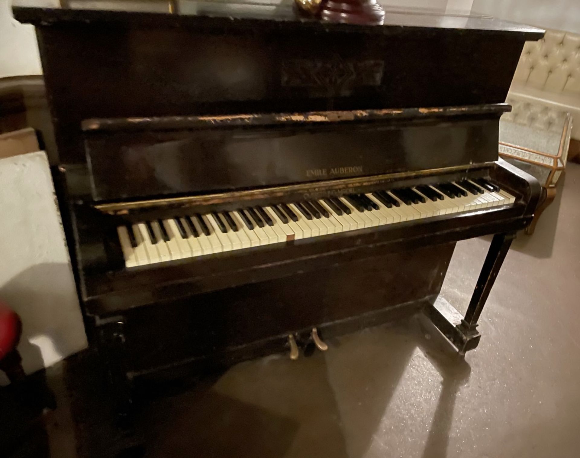 1 x Vintage EMILE AUBERON Mahogany Overstrung Upright Piano - Ref: 123 - CL909 - Location: London, - Image 2 of 13