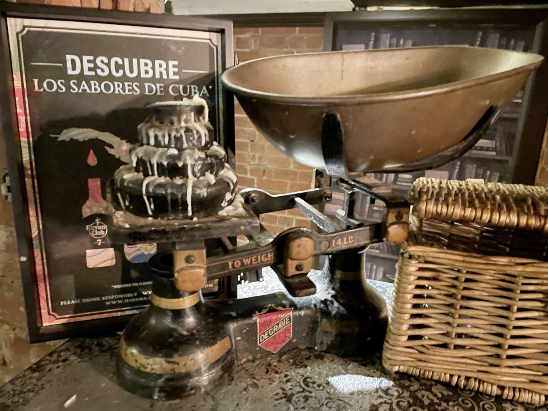Mixed Lot Including Vintage Kitchen Scales, Framed Image and a Selection of Retro Glassware - Image 3 of 4