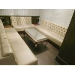 5 x Sections of Commercial Button Back Banquette Booth Seating Upholstered in a Cream Faux Leather