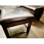 Pair of Mid 19th Century-style Wooden Rectangular Stools with Black Leather Upholstered Seats