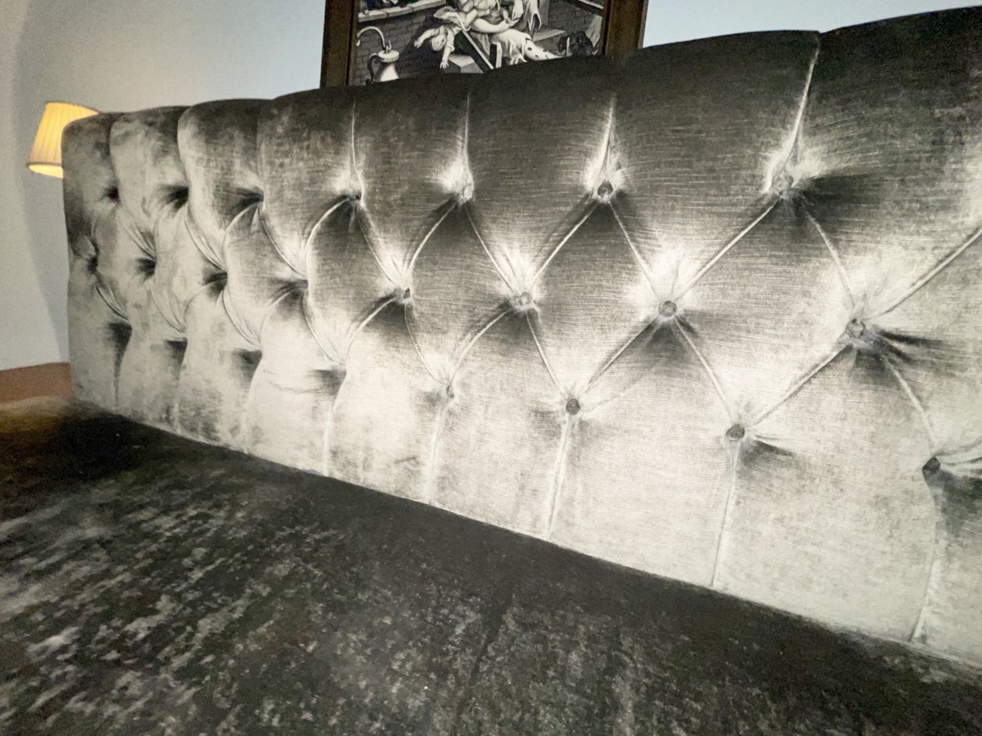 5 x Sections of Button Back Velour Upholstered Banquette Booth Seating and Rectangular Coffee Table - Image 9 of 12