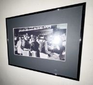 2 x Framed Pictures featuring a Vintage Bar Scene and 'Please Respect Our Neighbours' Speakeasy Sign
