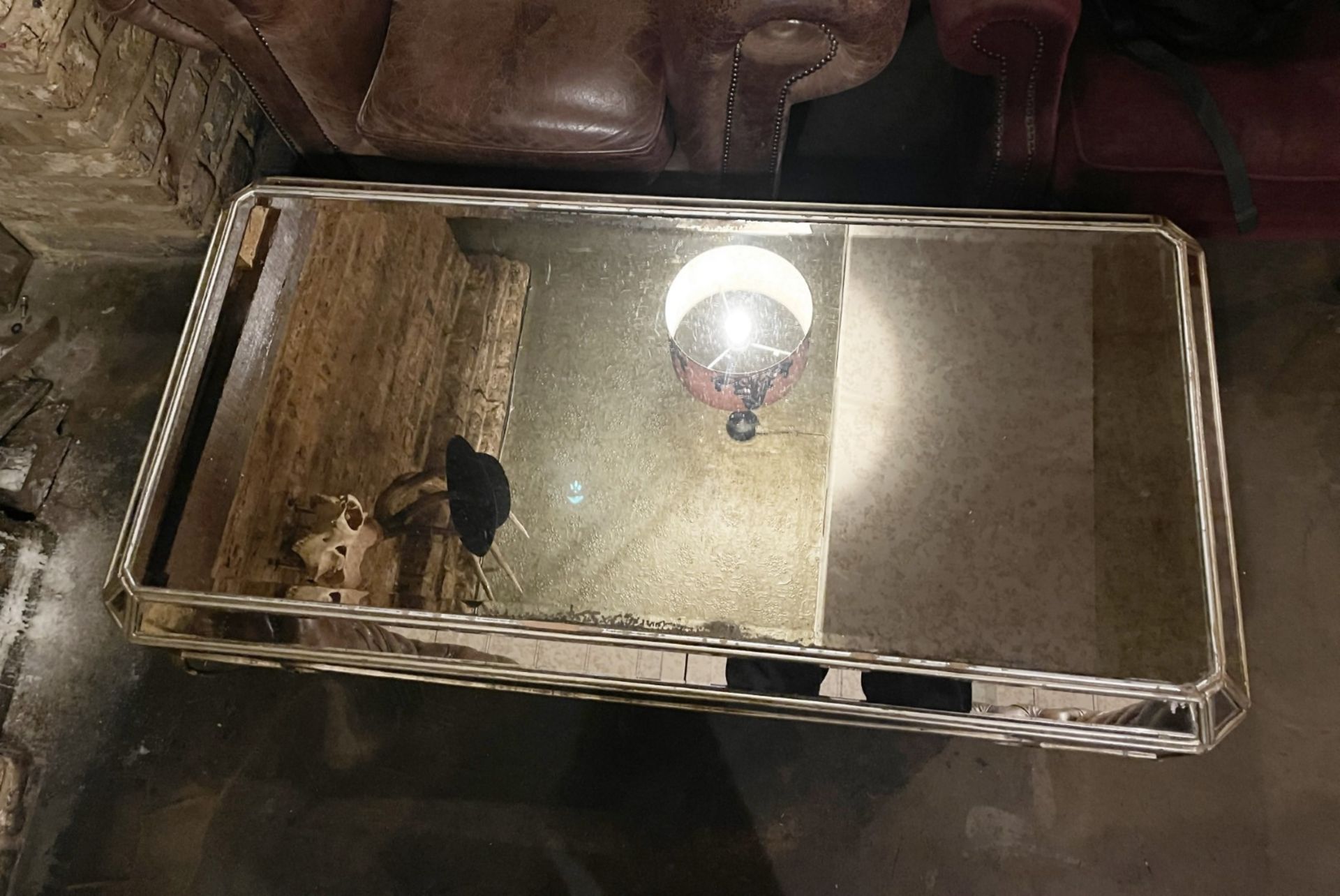 1 x Vintage French-style Mirrored Rectangular Cocktail Coffee Table with an Aged Aesthetic - Image 6 of 10