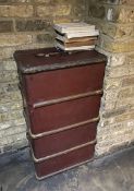 1 x Vintage Wooden Steamer Trunk Travel Case with Wooden Banding and Leather Handle