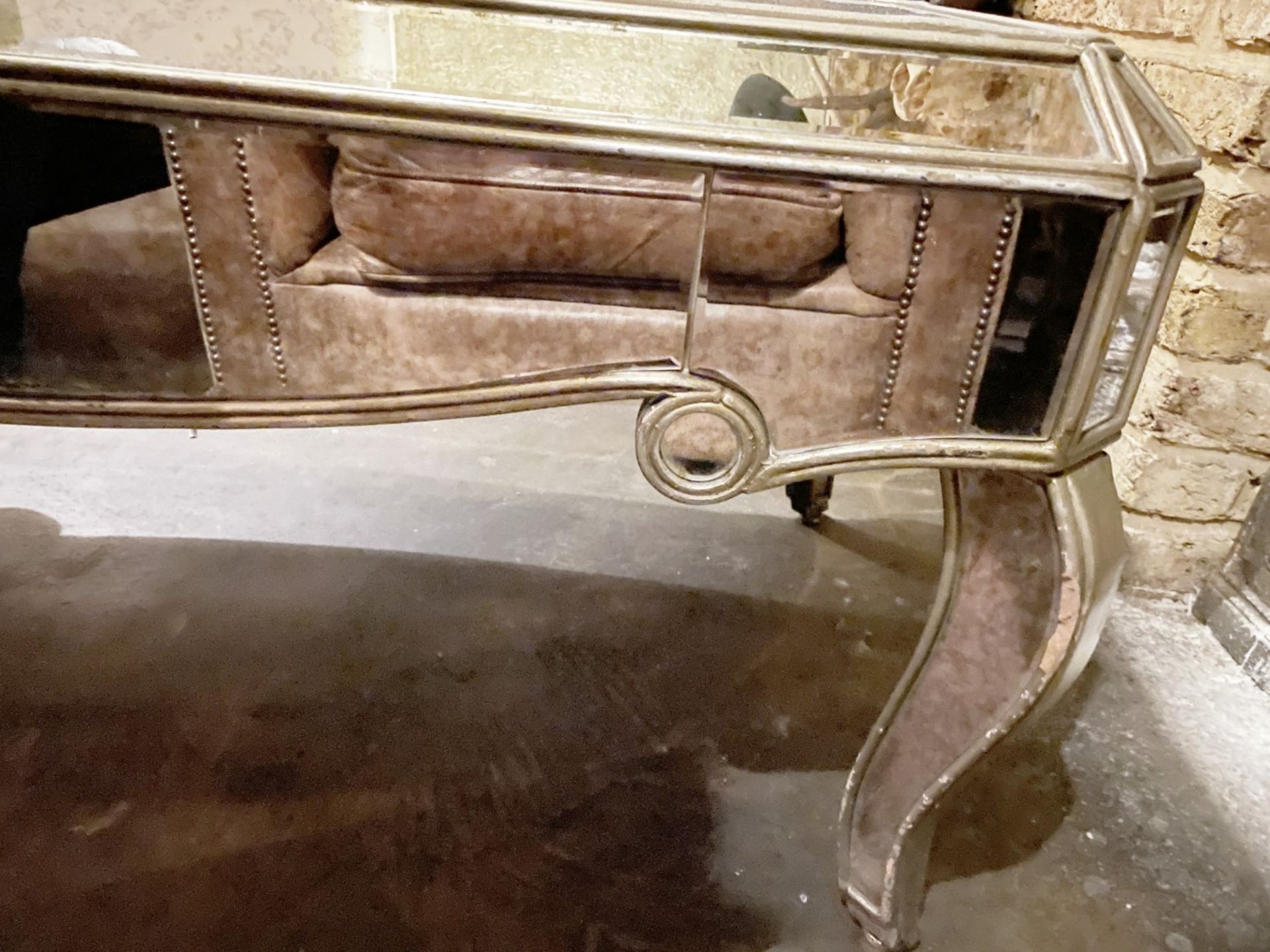 1 x Vintage French-style Mirrored Rectangular Cocktail Coffee Table with an Aged Aesthetic - Image 10 of 10