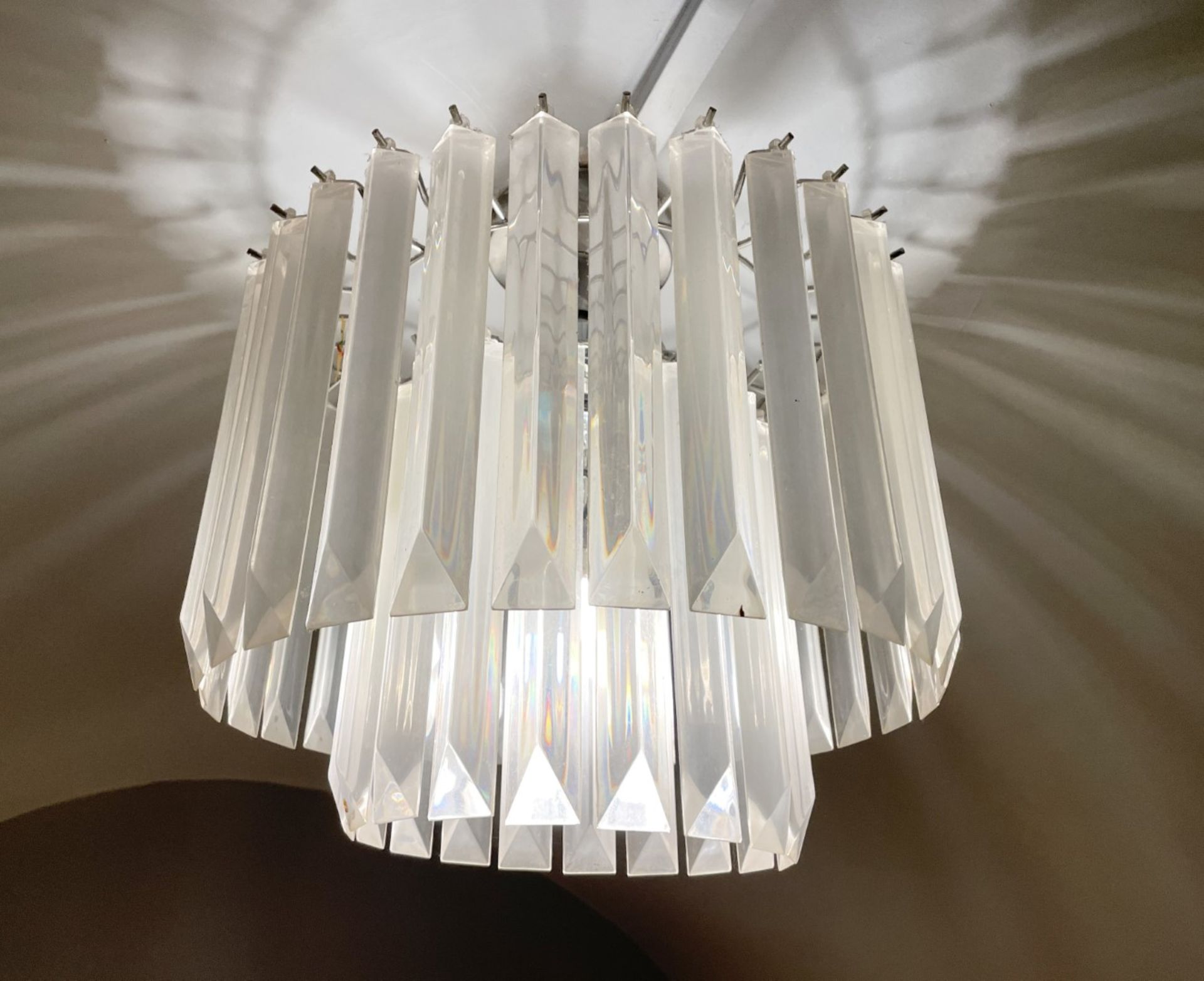 1 x Ceiling Pendant Chandelier Light Fitting Featuring 2-Tiers Of Long Droplets - Image 2 of 3