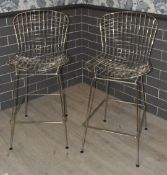 1 x Chrome Bar Stools With Wire Seats