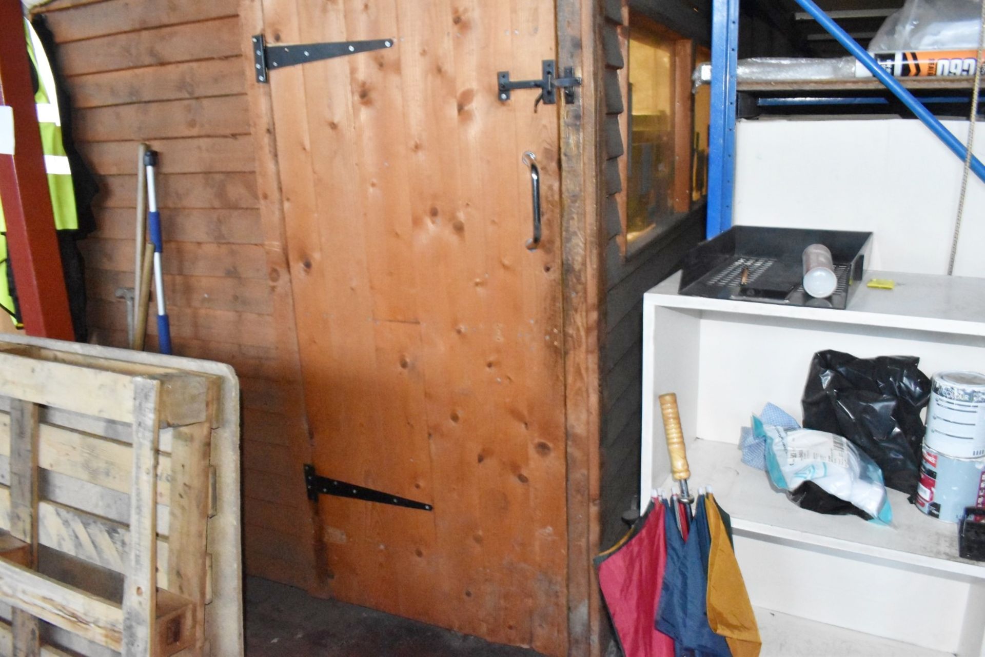 1 x Wooden Shed Office Conversion - Used Indoors Only - With a Heater, Office Furniture and Plugs - Image 12 of 30