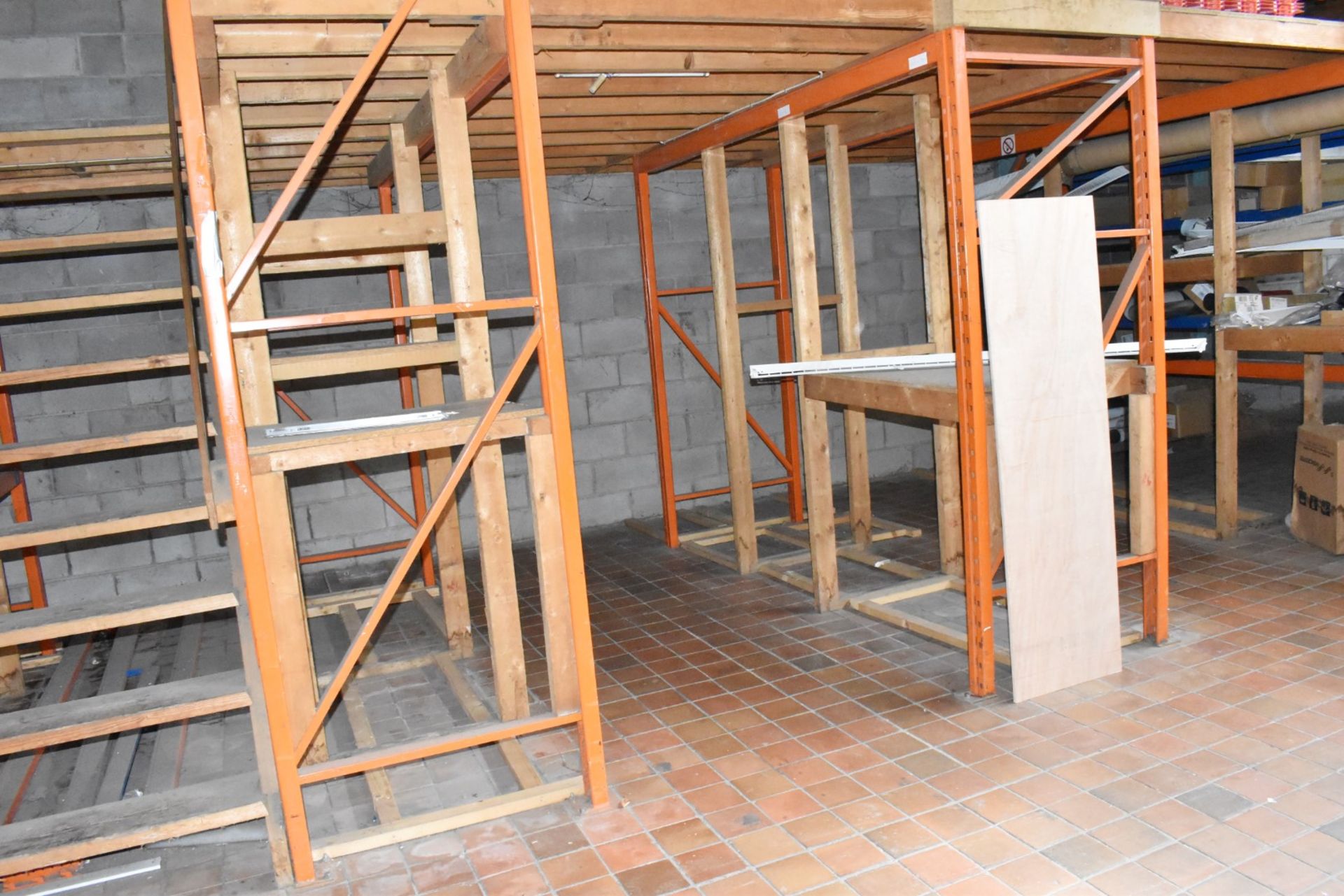 1 x Mezzanine Floor Construction of Steel Racking and Timber - Includes Staircase - Size: W11m x D3m - Image 14 of 18