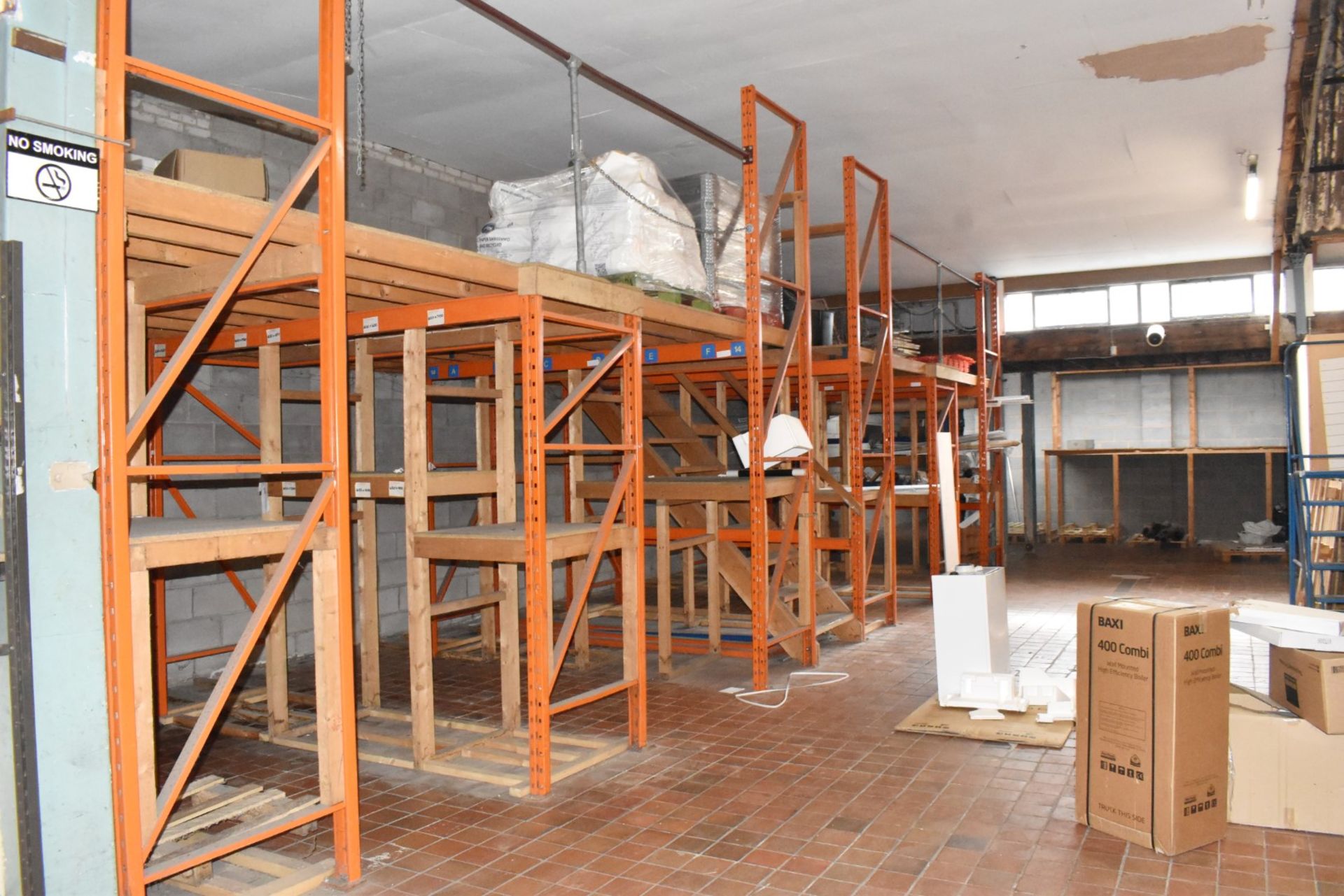 1 x Mezzanine Floor Construction of Steel Racking and Timber - Includes Staircase - Size: W11m x D3m - Image 10 of 18