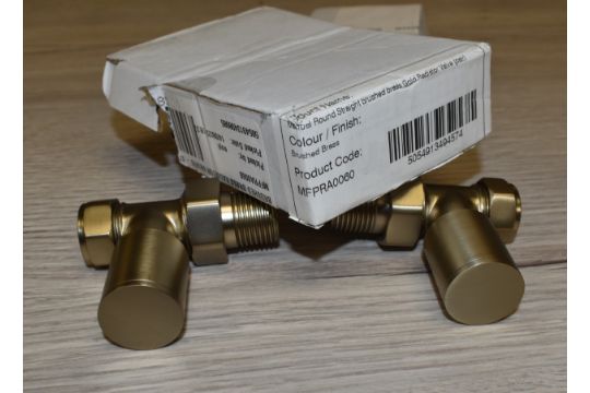 1 x Pair of Brushed Brass Radiator Valves - Image 5 of 5