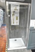 1 x Apollo VIII Infold Door 1950mm Chrome Shower Enclosure With Side Panel, Volente Shower Tray