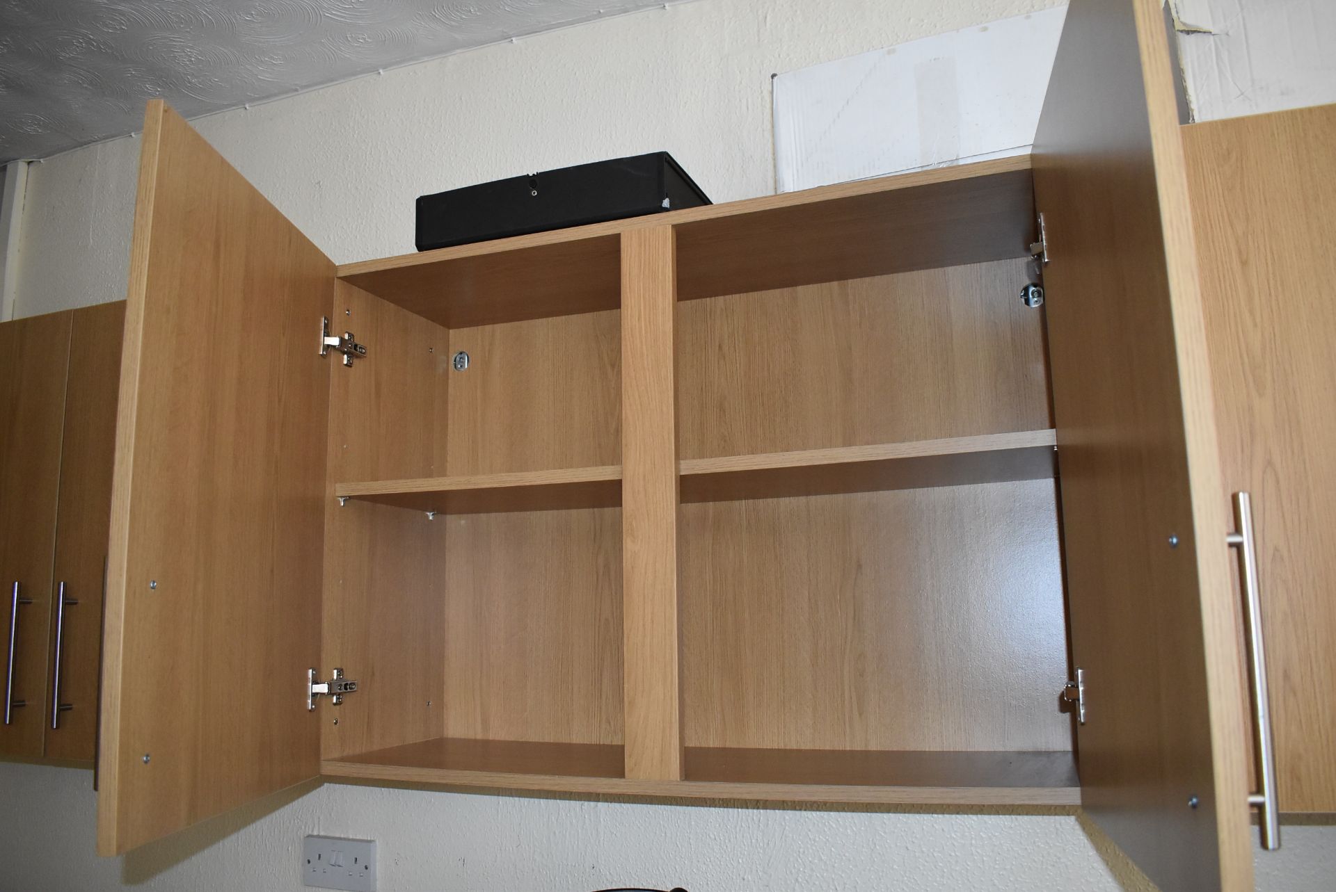 1 x Oak Fitted Kitchen Cabinets With 4m Walnut Worktop - 3 x Base, 1 x Larder and 4 x Wall Units - Image 3 of 4