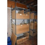 6 x Metal Shelving Units With Wooden Storage Boxes Size: H230 x W105 cms