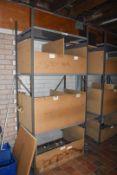 6 x Metal Shelving Units With Wooden Storage Boxes Size: H230 x W105 cms