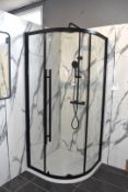 1 x Vantage 900mm Quadrant Shower Enclosure in Black With Shower Tray and Shower Kit