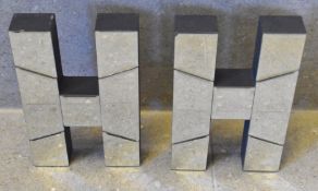 2 x Freestanding H Mirrored Letters - Size: H20 x W14 x D4 cms
