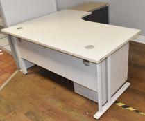 1 x Office Furniture Set Including a Corner Desk, Drawer Pedestal and Sliding Door Cabinet