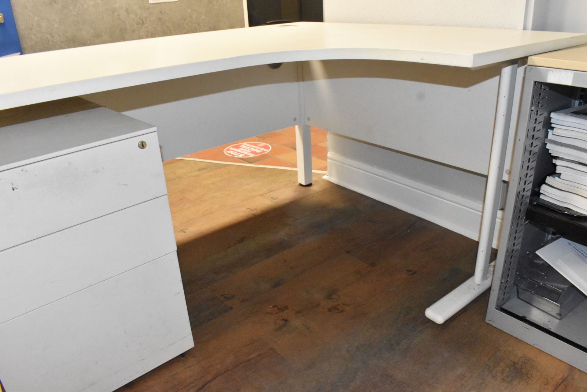 1 x Office Furniture Set Including a Corner Desk, Drawer Pedestal and Sliding Door Cabinet - Image 10 of 10